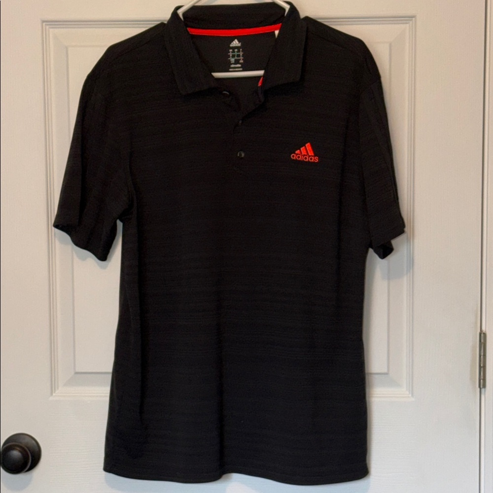 Adidas Men's Black Polo with Orange Logo